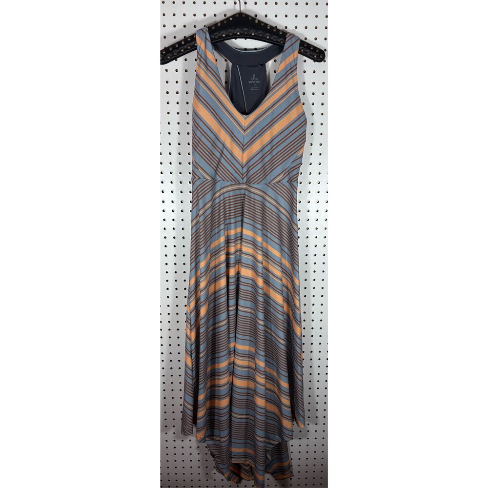 Prana Women Saxon Dress Red Clay Stripe size M